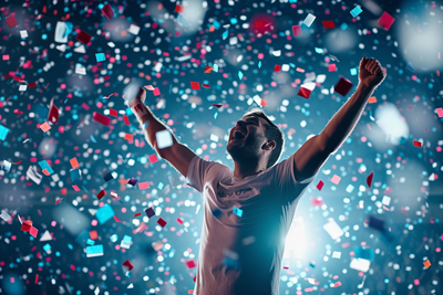 Photo of player celebrating victory in game
