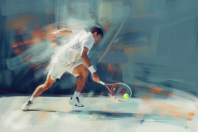 Picture of man playing tennis with racket