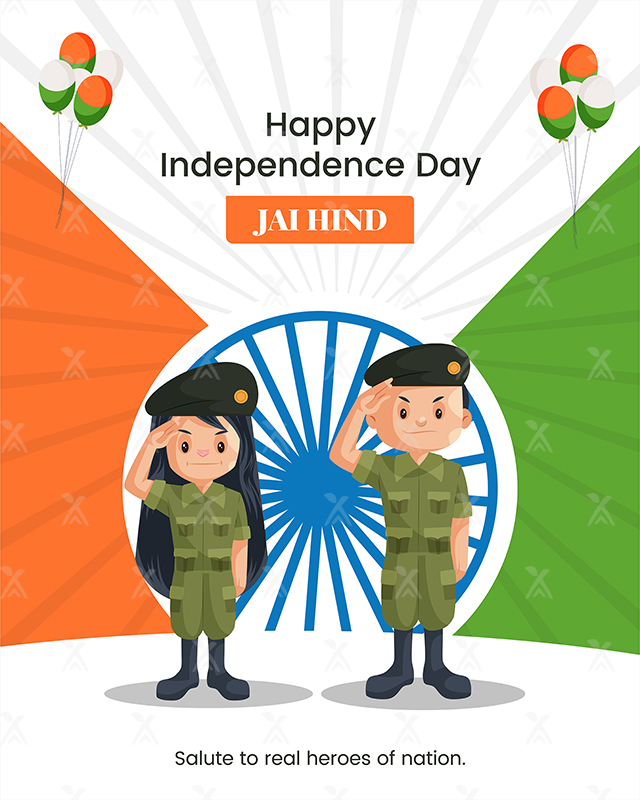 Happy independence day with jai hind slogan banner template