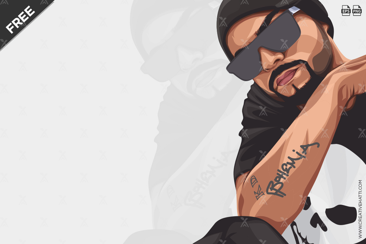 Punjabi Singer Bohemia showing tattoo Vector illustration Punjabi Singer Bohemia showing tattoo Vector illustration