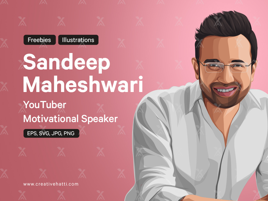 Sandeep Maheshwari Youtuber Motivational Speaker Vector Portrait  Illustration