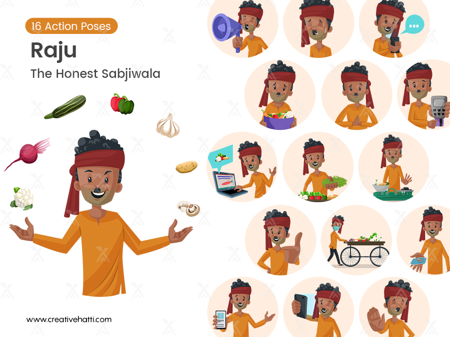 Raju - The Honest Sabjiwala Vector Bundle on Creative Hatti Raju - The Honest Sabjiwala Vector Bundle on Creative Hatti