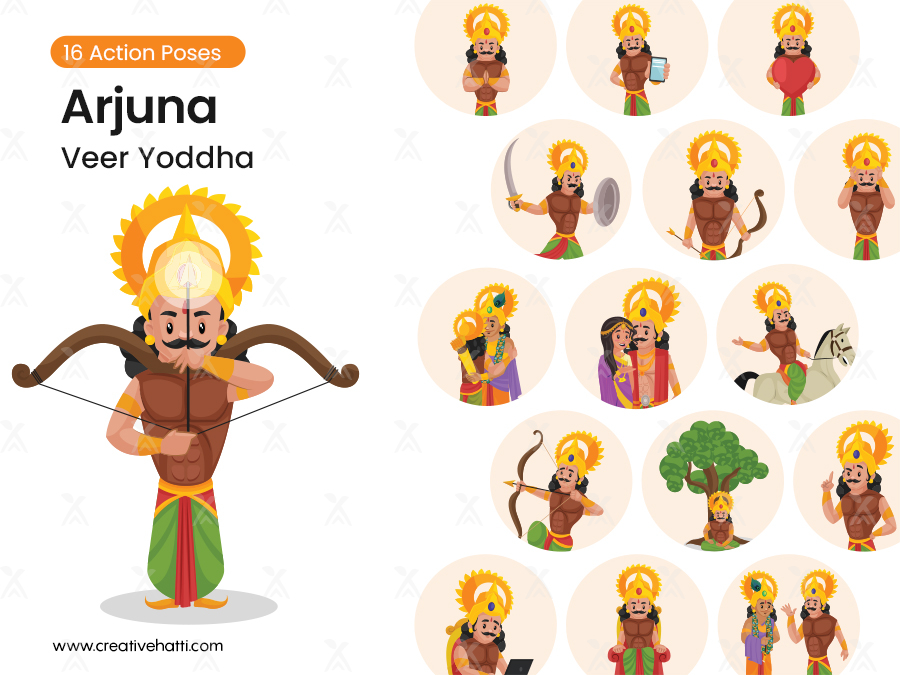 Arjuna - Veer Yoddha Vector Character Bundle On Creative Hatti