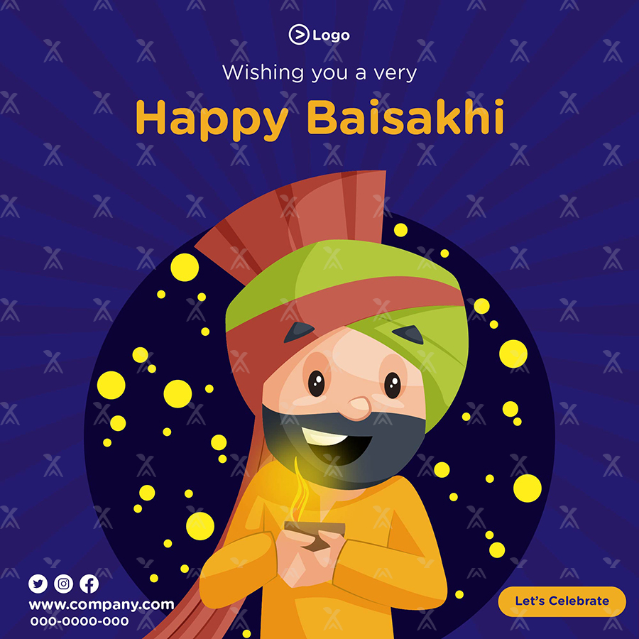 Wishing you happy Baisakhi with banner design template Wishing you happy Baisakhi with banner design template