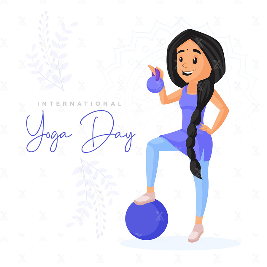 International yoga day banner design on white background International yoga day banner design on white background