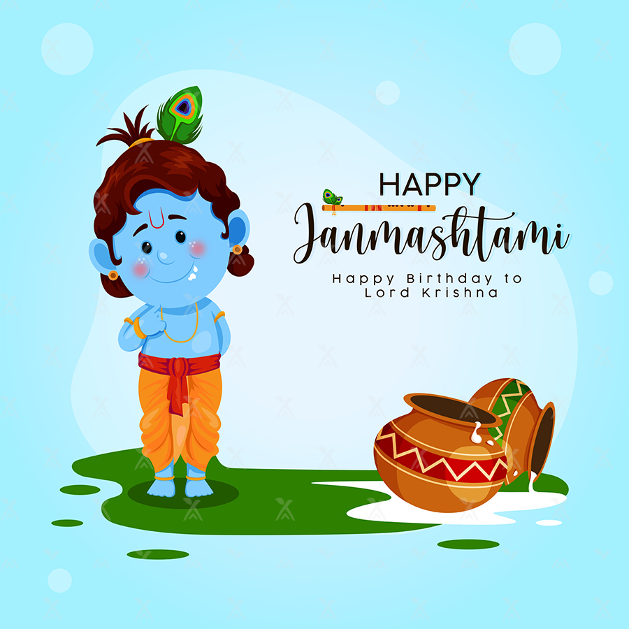 Banner of happy Janmashtami birthday of lord Krishna