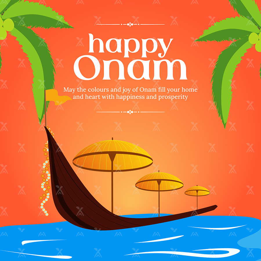 Banner for happy Onam wishes template design