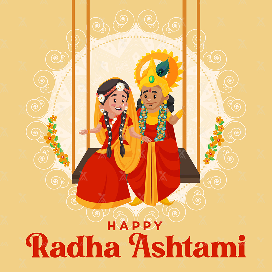 Banner template for happy Radha ashtami