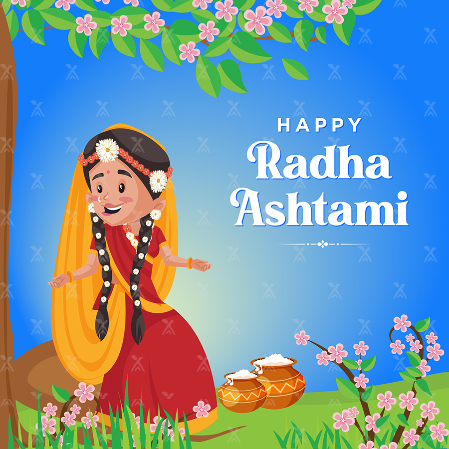 Banner template of happy Radha ashtami