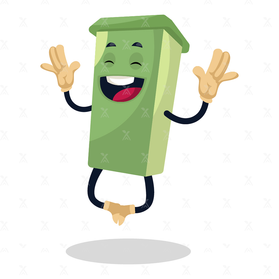 Cartoon character of a happy dustbin Cartoon character of a happy dustbin