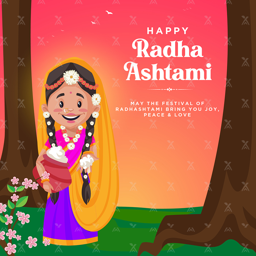 Happy Radha ashtami social media template
