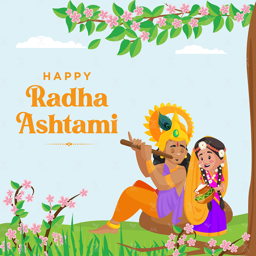 Happy Radha ashtami template banner