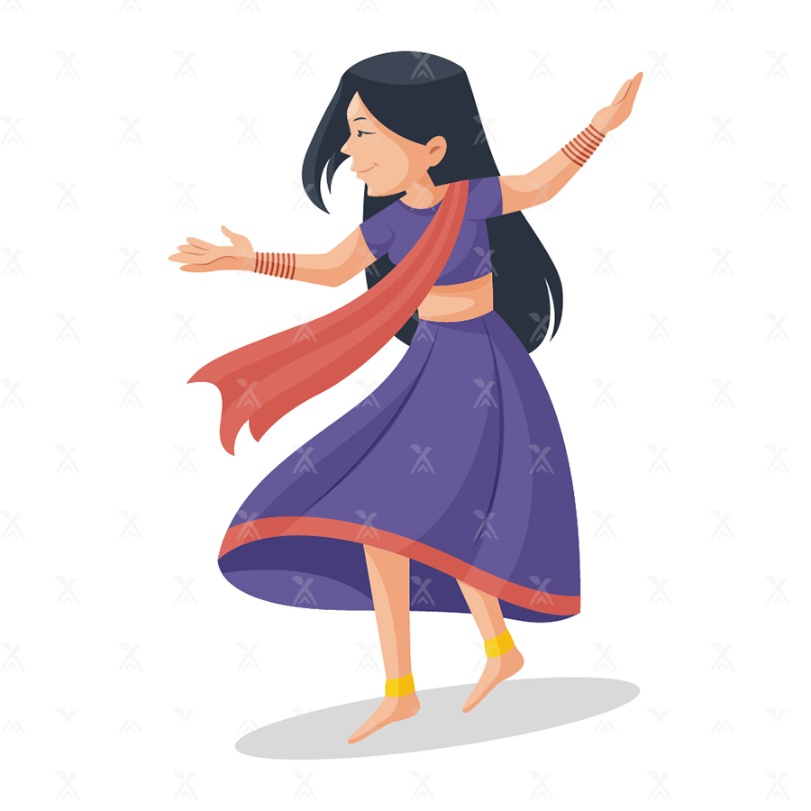 Illustration of a girl is dancing cartoon character Illustration of a girl is dancing cartoon character