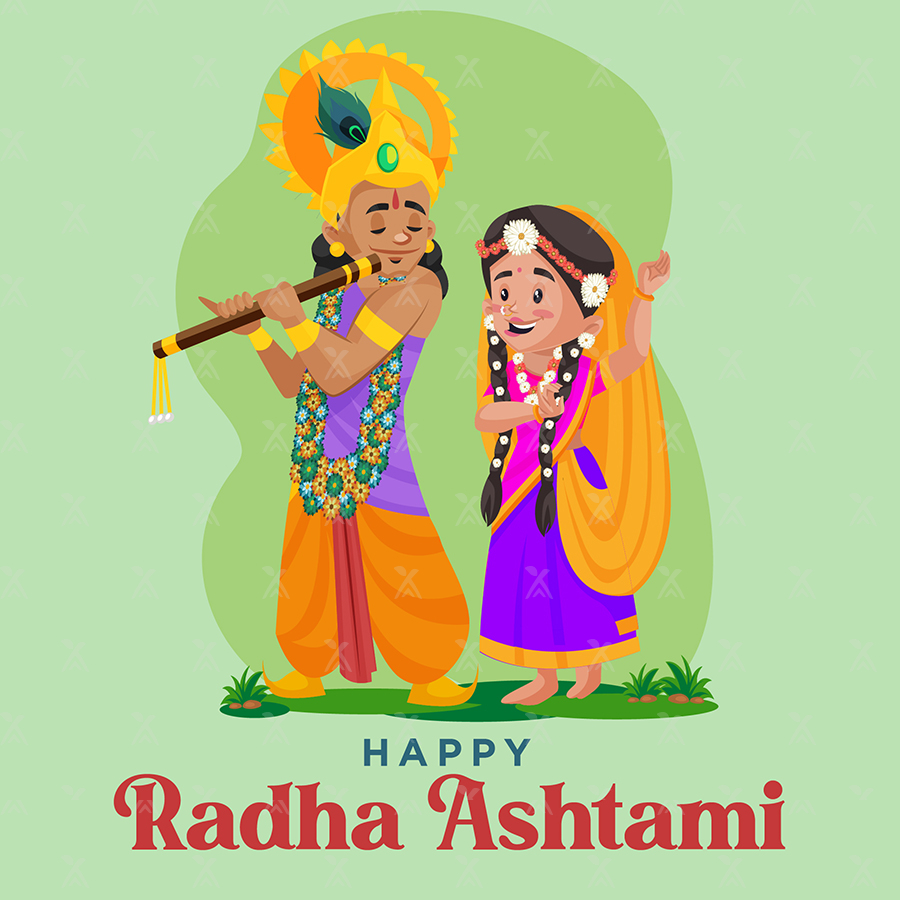 Template banner of happy Radha ashtami