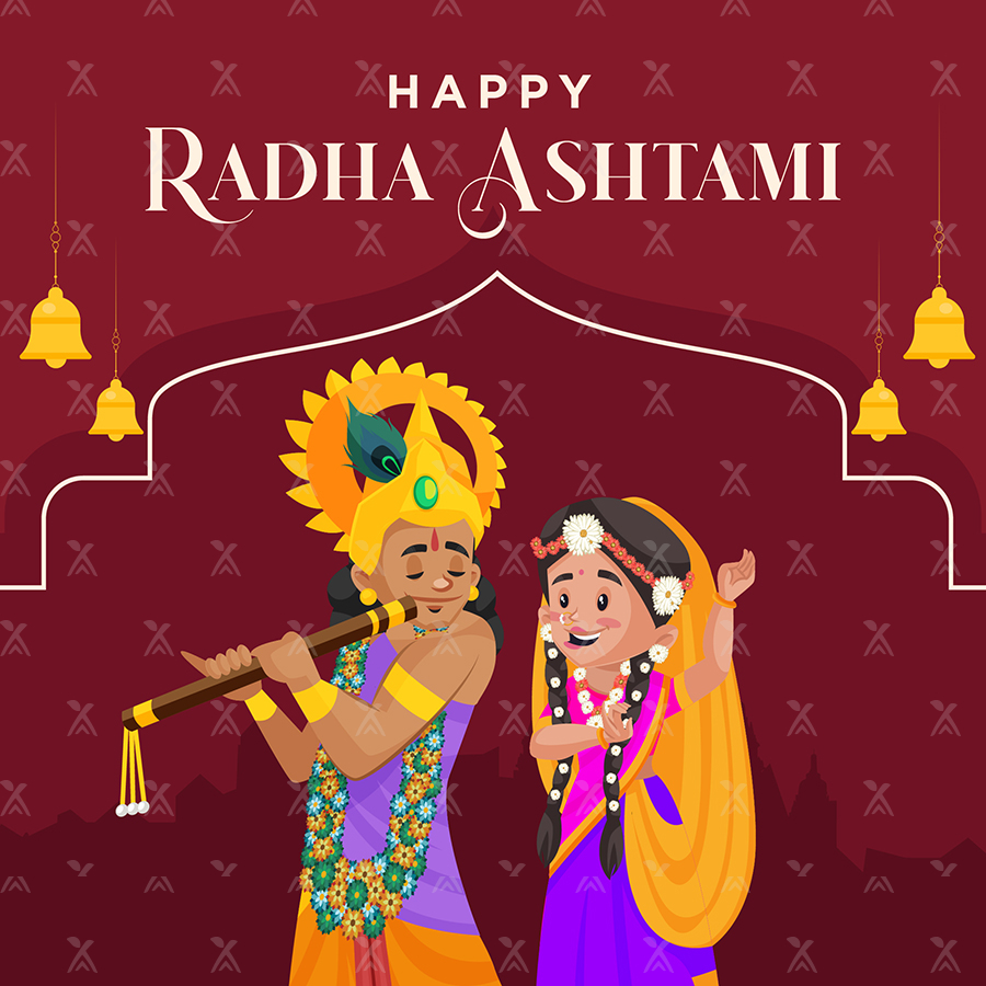 Template design of happy Radha ashtami