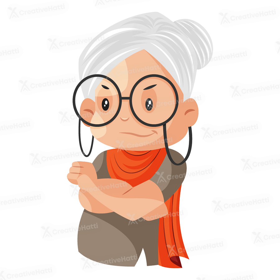 Cartoon illustration of a happy granny Cartoon illustration of a happy granny