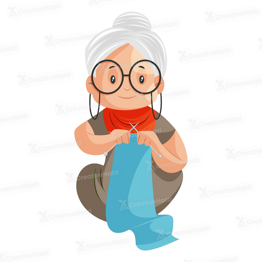 Granny is knitting a sweater with wool Granny is knitting a sweater with wool