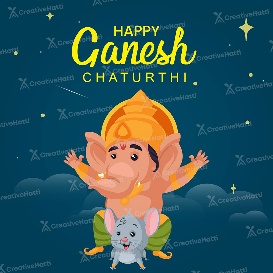Happy Ganesh Chaturthi illustration template banner Happy Ganesh Chaturthi illustration template banner