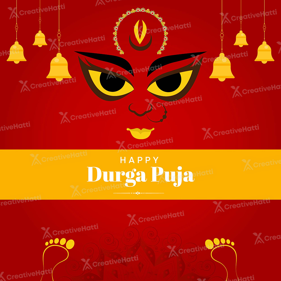 Happy Durga puja on a template banner