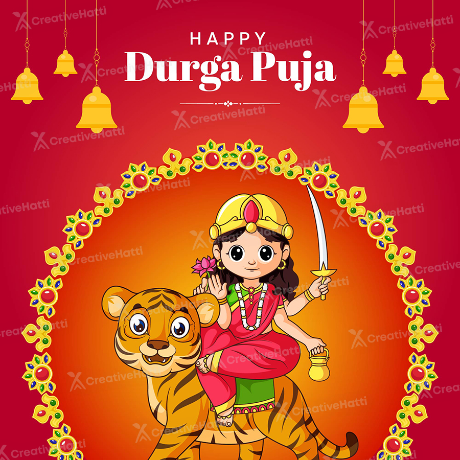 Happy Durga puja on a template design banner Happy Durga puja on a template design banner