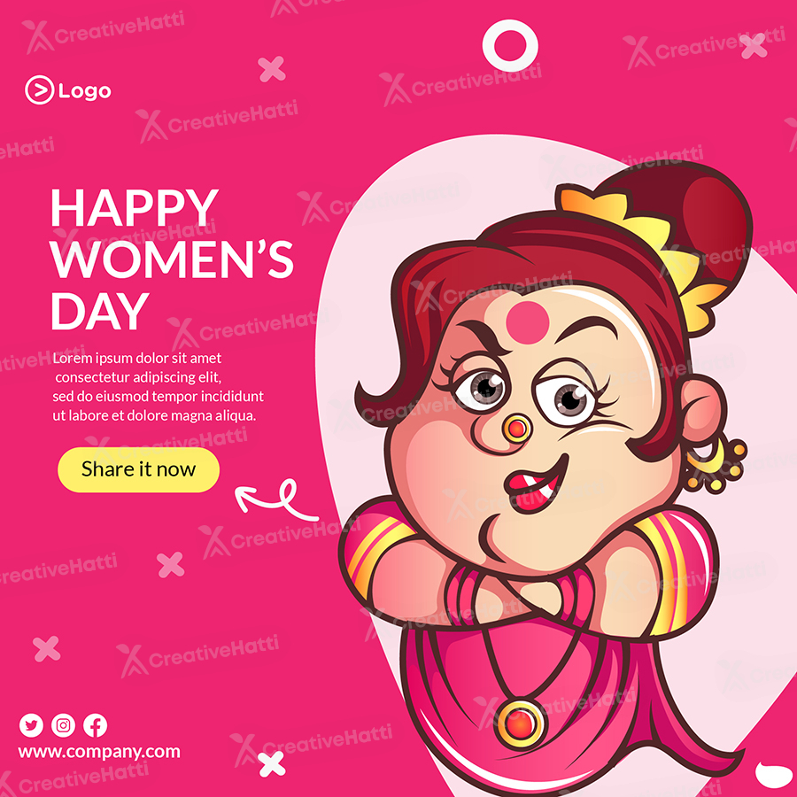 Happy women's day template banner design