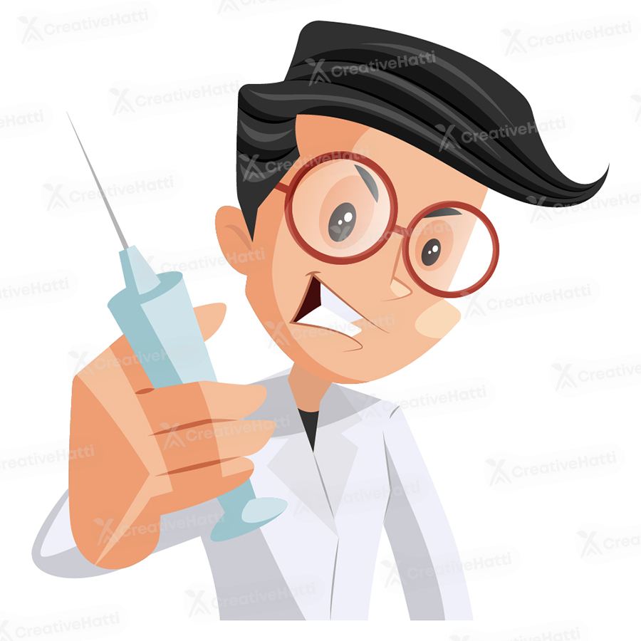 Illustration of a doctor is showing injection Illustration of a doctor is showing injection