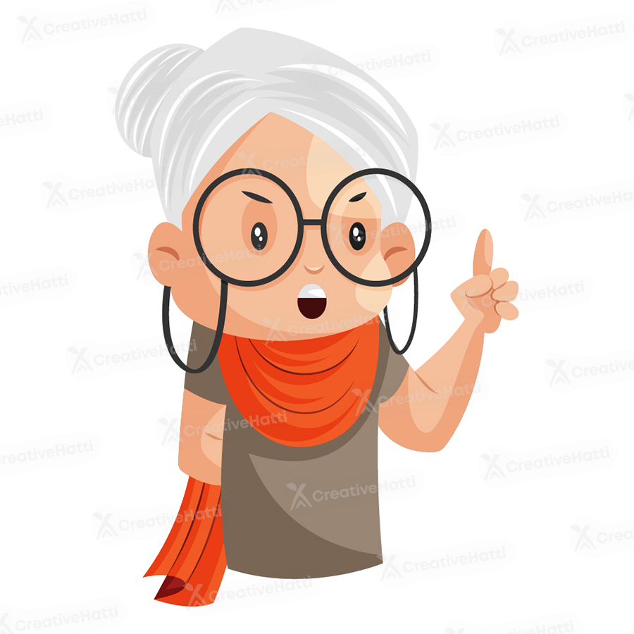Illustration of a granny is giving advice Illustration of a granny is giving advice