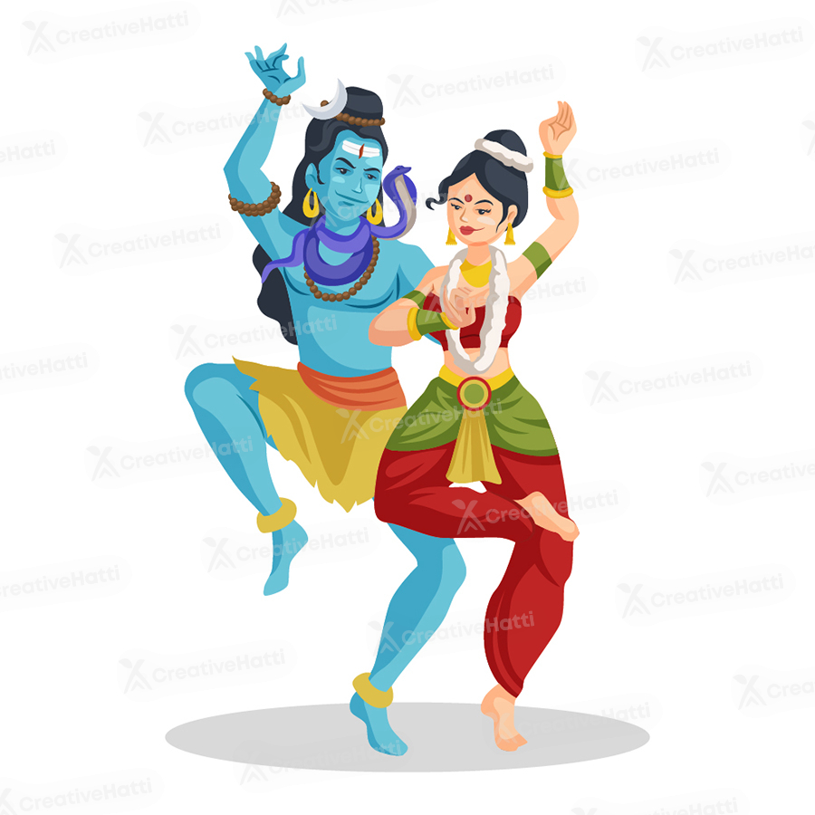 Lord Shiva is dancing with Goddess Parvati