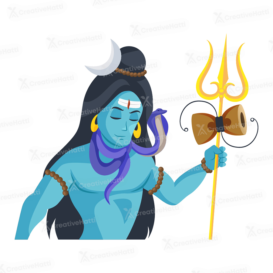 Lord Shiva is holding trident in hand