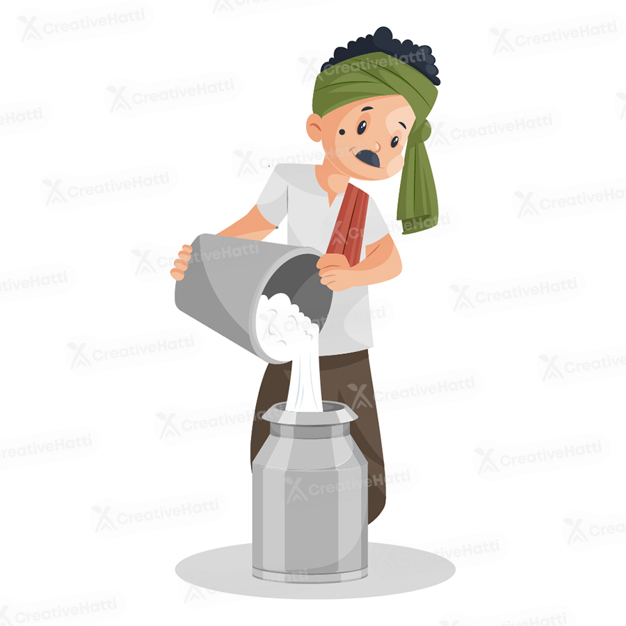 Milkman is filling milk in the can Milkman is filling milk in the can