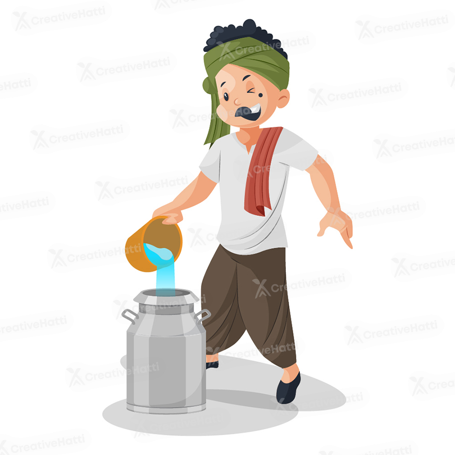 Milkman is mixing water in milk Milkman is mixing water in milk