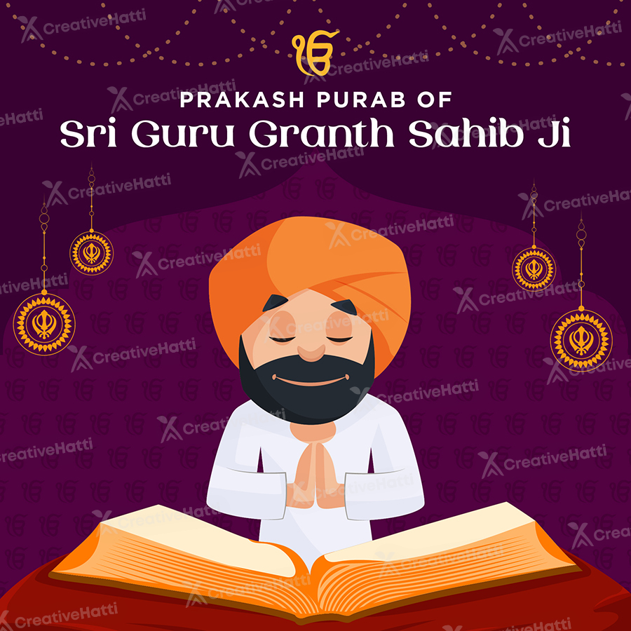 Prakash purab of sri guru granth sahib ji banner template