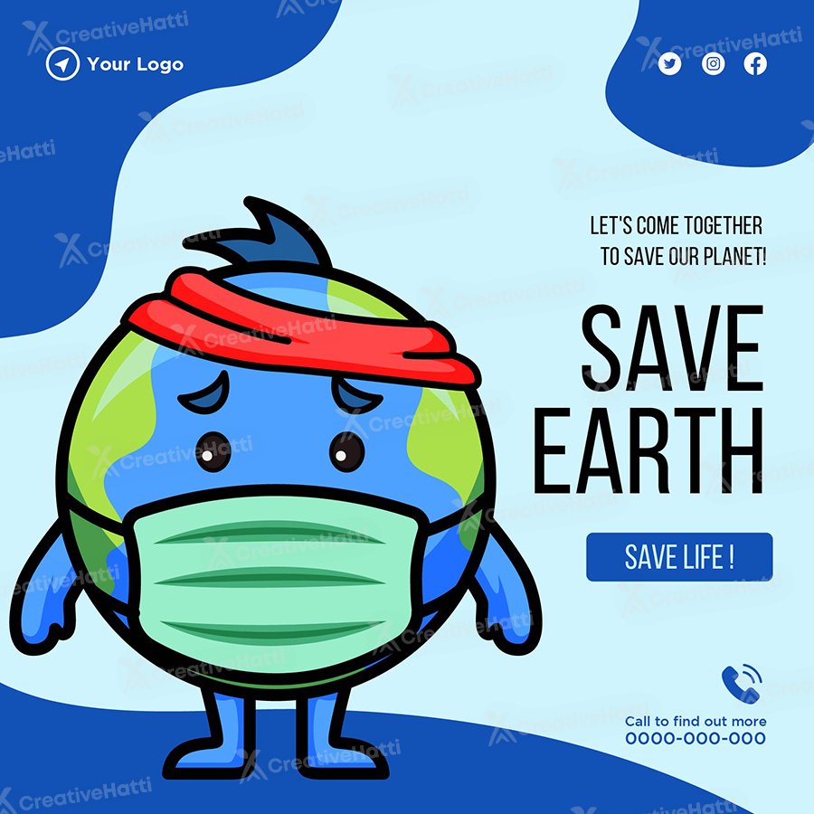 Template banner of save Earth save life