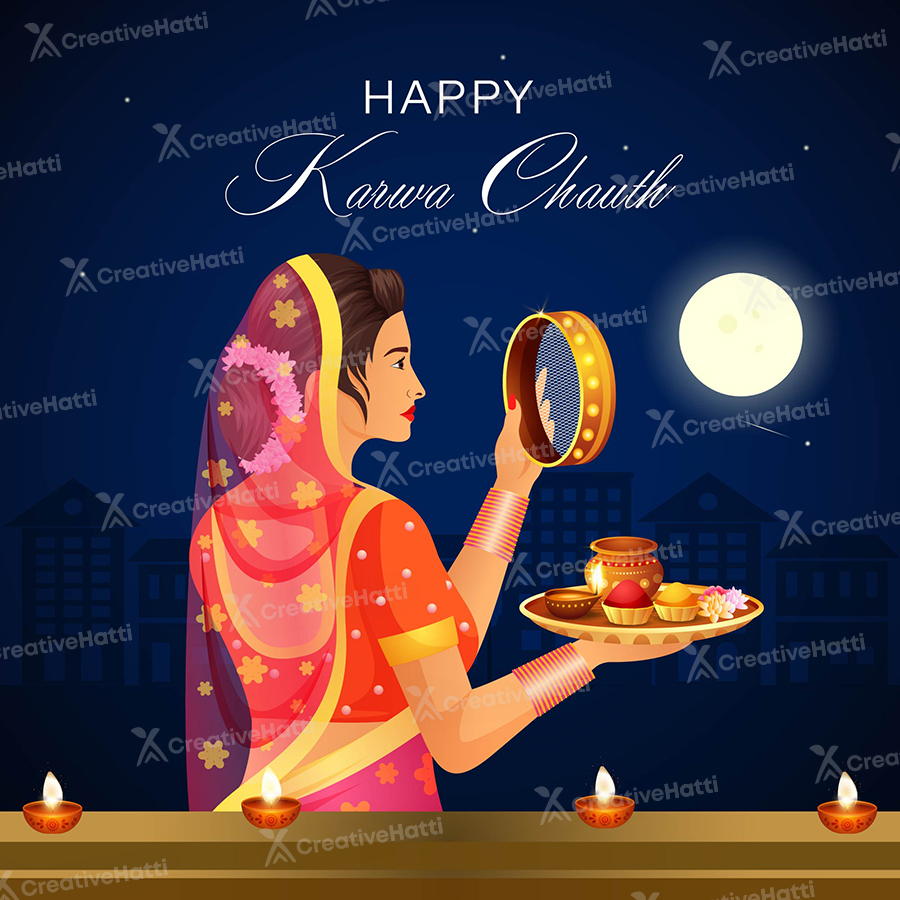 Template design of happy karwa chauth festival