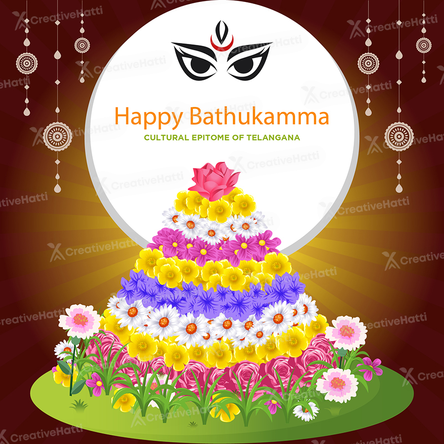 Happy Bathukamma cultural epitome of Telangana template banner