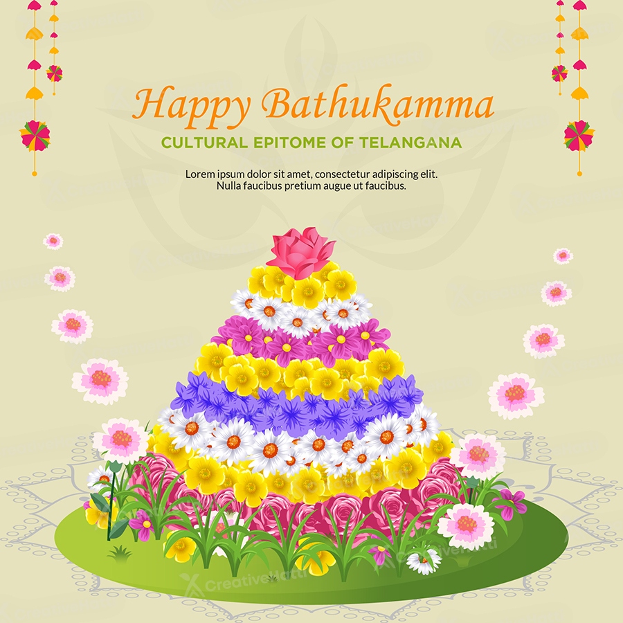 Happy Bathukamma cultural epitome of Telangana template design