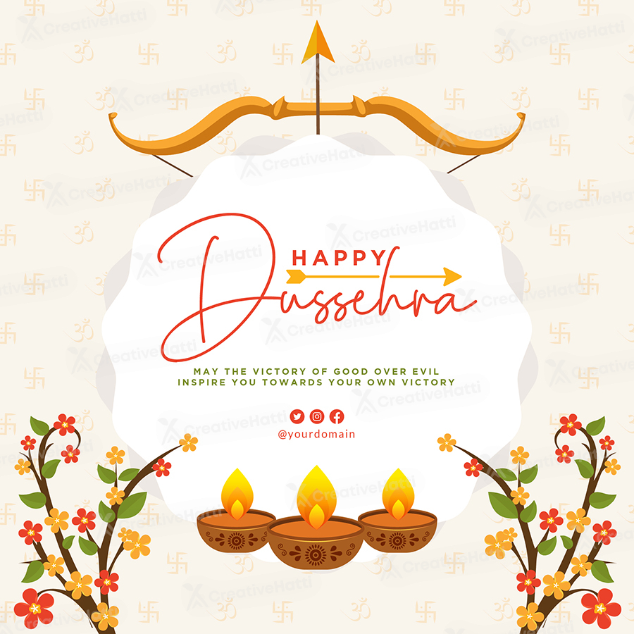 Happy Dussehra on creative banner template