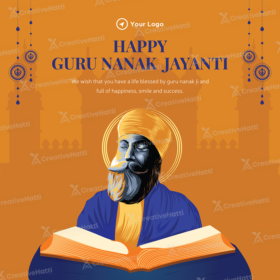 Happy guru nanak jayanti on banner template