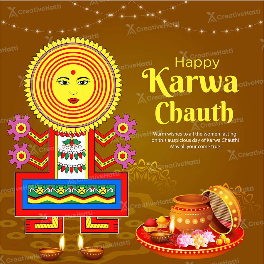 Happy karwa chauth with a banner template