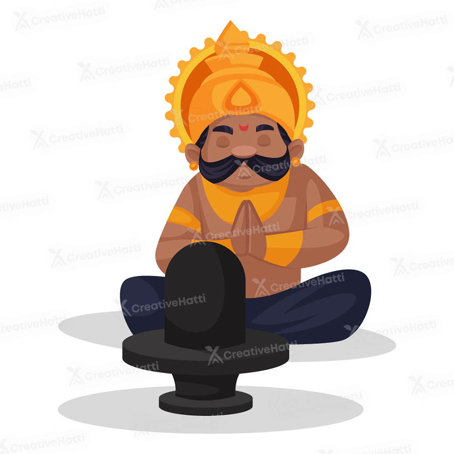 Ravana is worshipping Lord Shiva Ravana is worshipping Lord Shiva