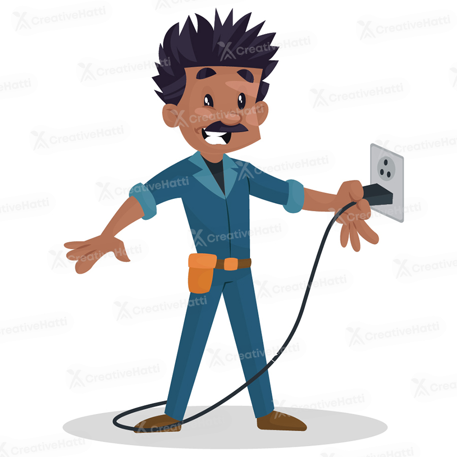 Electrician is getting an electric shock from socket board