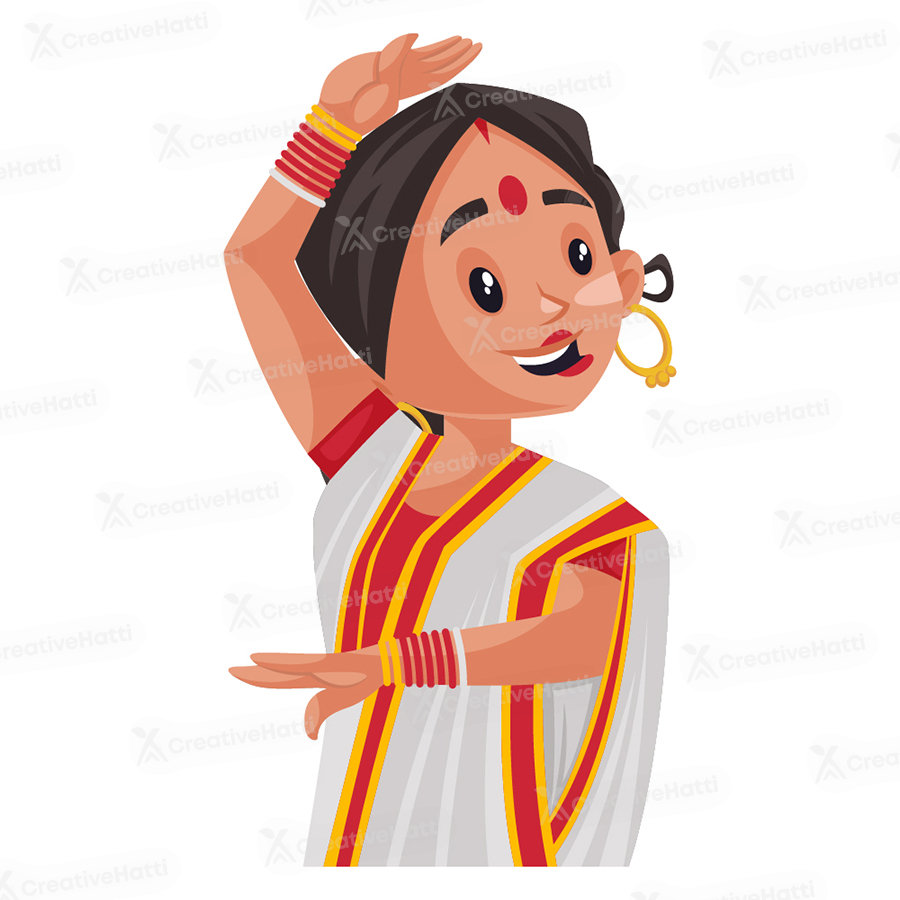 Indian Bengali woman is dancing