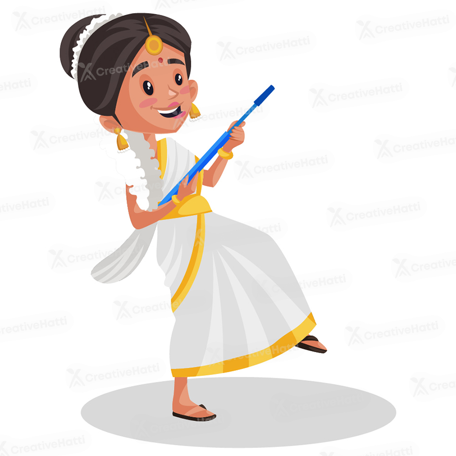 Indian malayali woman is holding a mop in her hands Indian malayali woman is holding a mop in her hands