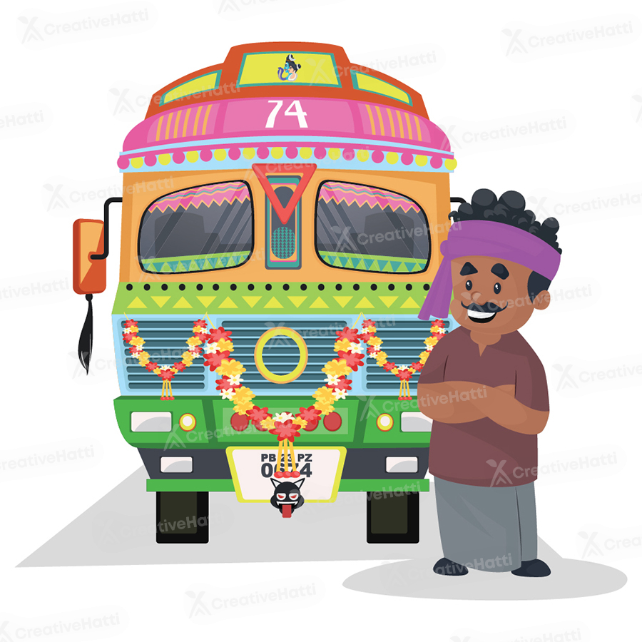 Truck driver is happy and standing with truck Truck driver is happy and standing with truck