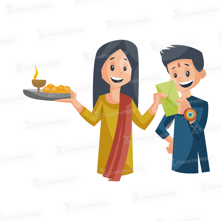Brother is giving gift to his sister on Rakhi Brother is giving gift to his sister on Rakhi
