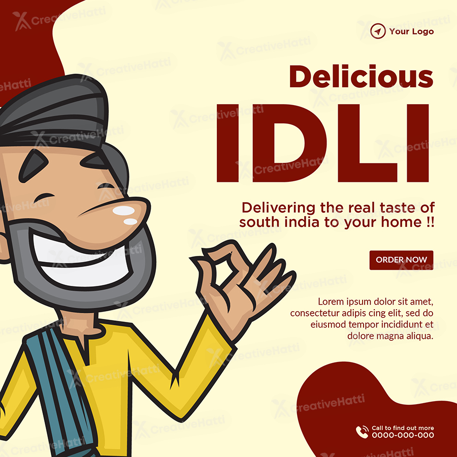 Delicious idli south indian food banner template Delicious idli south indian food banner template