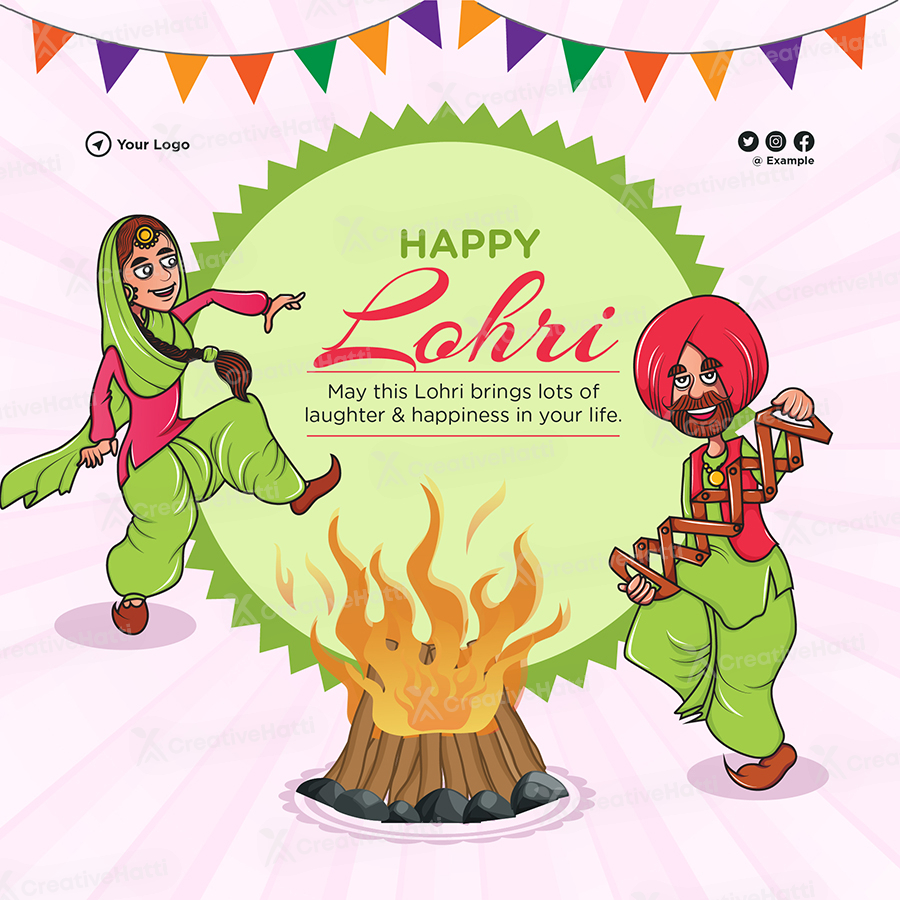 Happy lohri festival with a banner template Happy lohri festival with a banner template