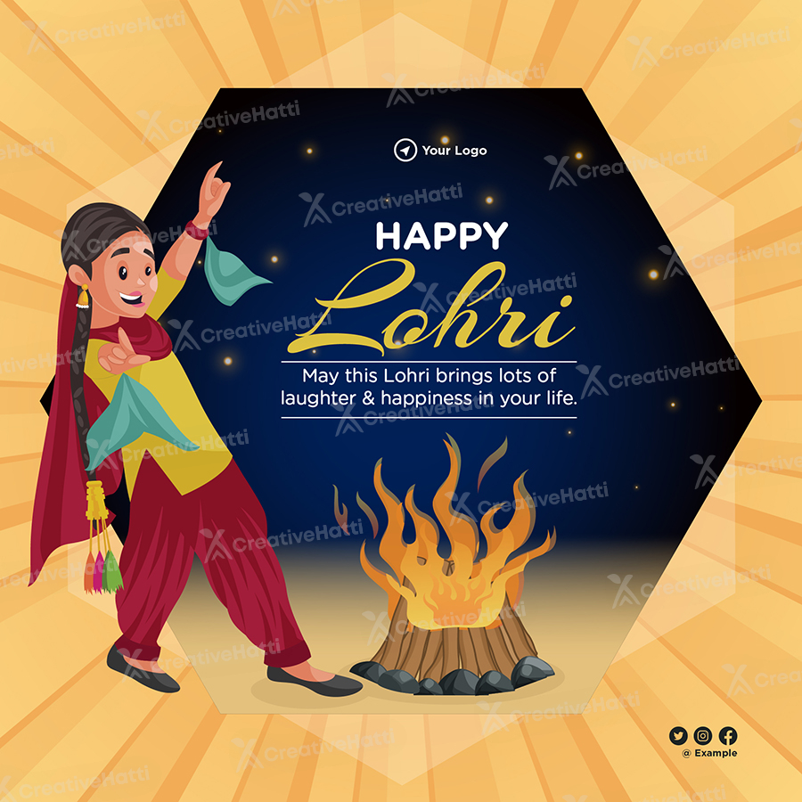 Happy lohri festival with banner template Happy lohri festival with banner template