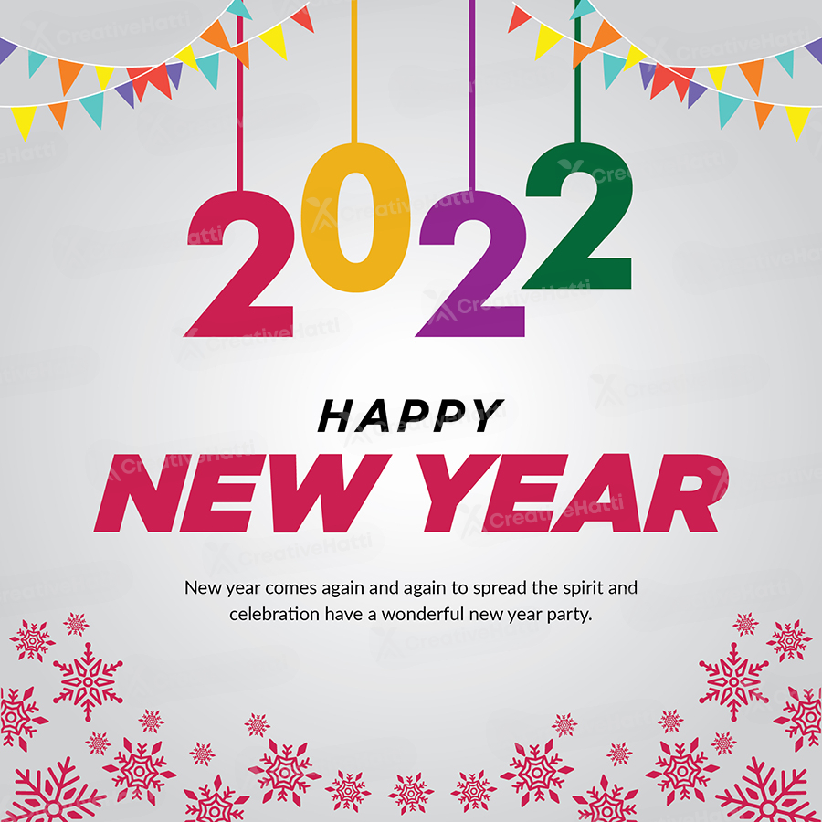 Happy new year 2022 on social media banner template