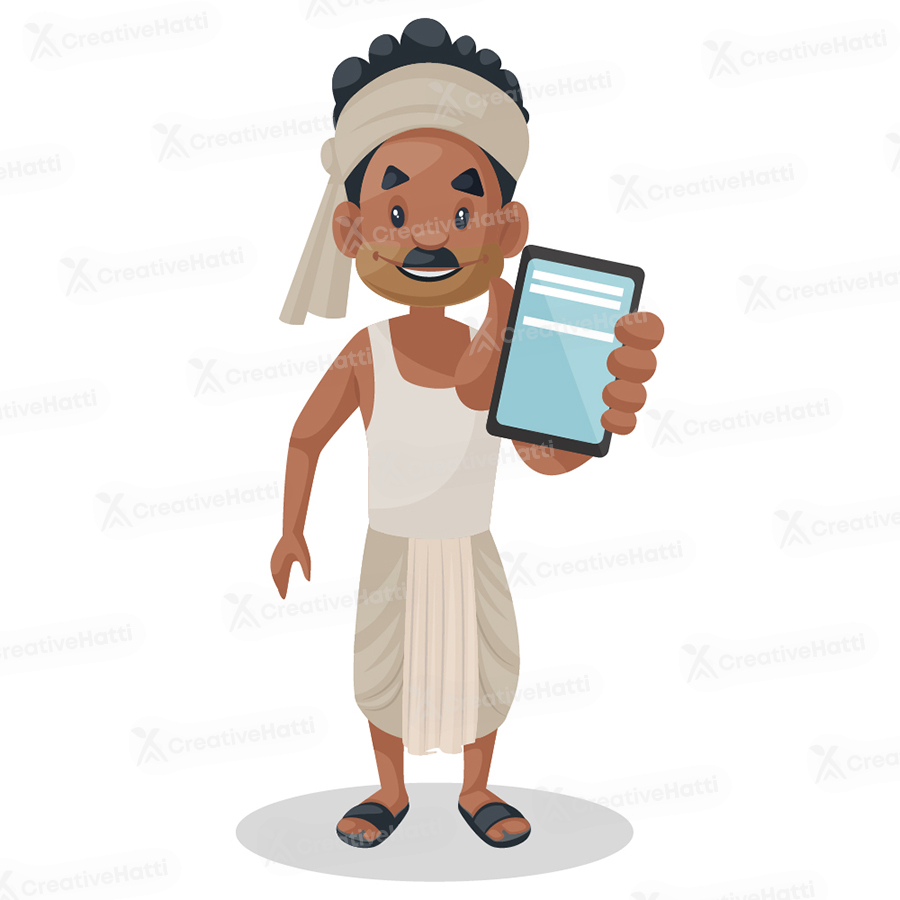 Indian farmer is showing mobile phone Indian farmer is showing mobile phone